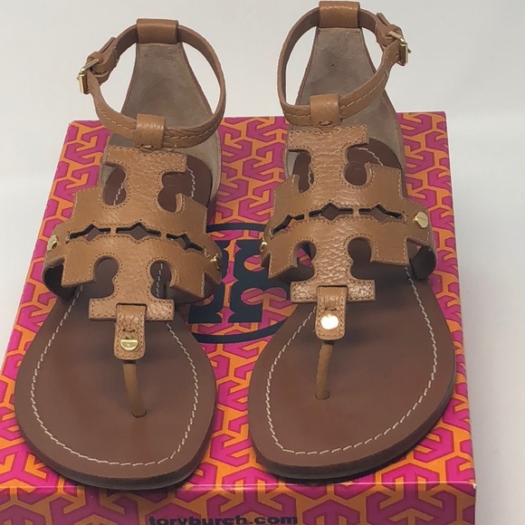 Tory Burch Phoebe flat thong Sandals Tan Logo - Picture 4 of 8
